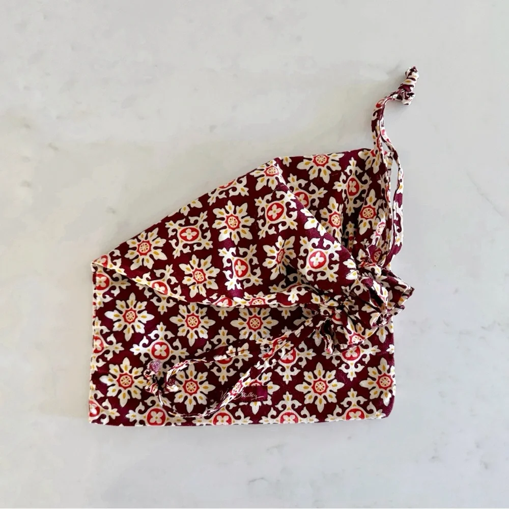 Vera Bradley Small Drawstring Ditty Bag, Medallion Maroon (Print Pattern)